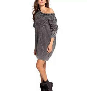 Roxy Snow Day Chunky Knit Gray Sweater Dress
